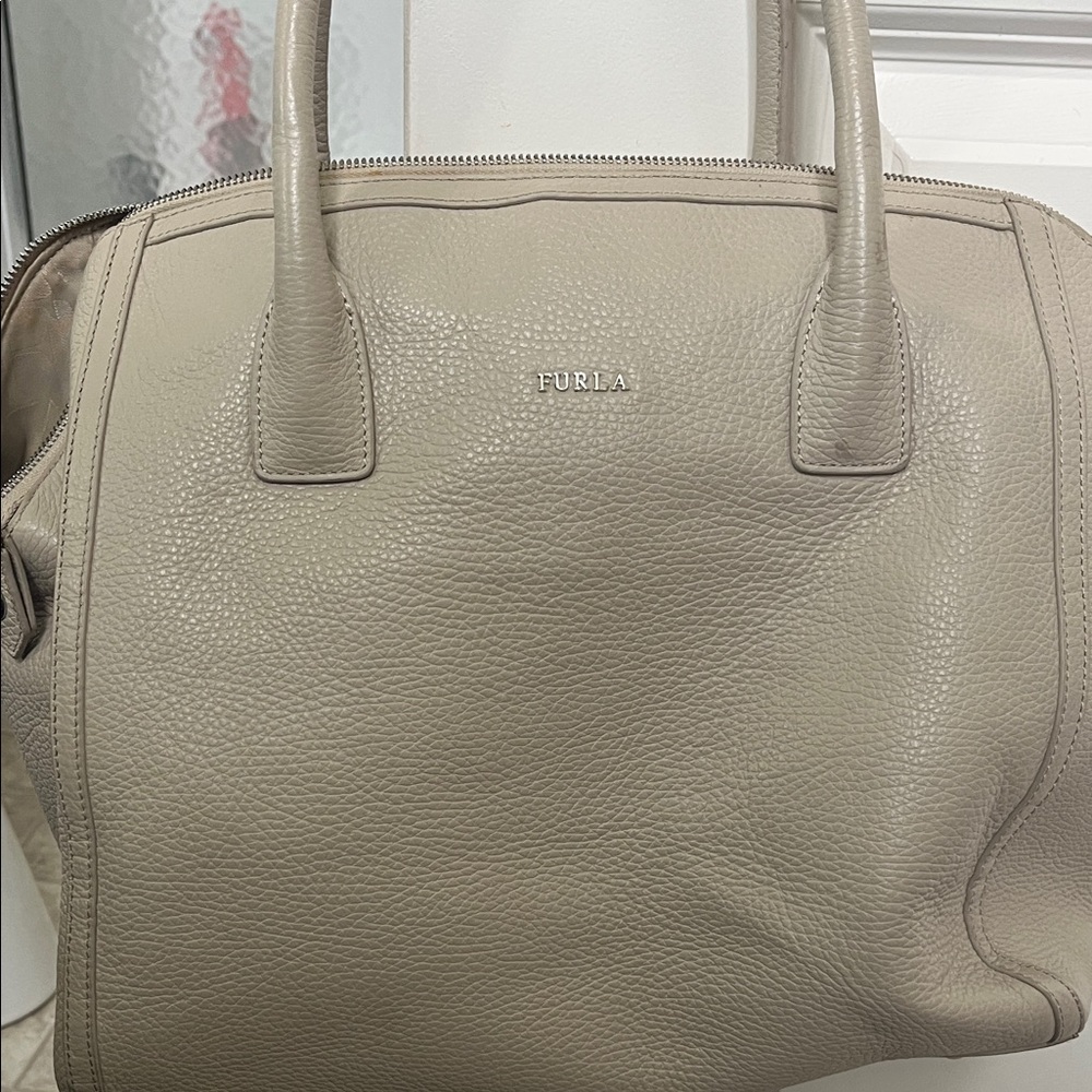 Furla Taupe Leather Satchel